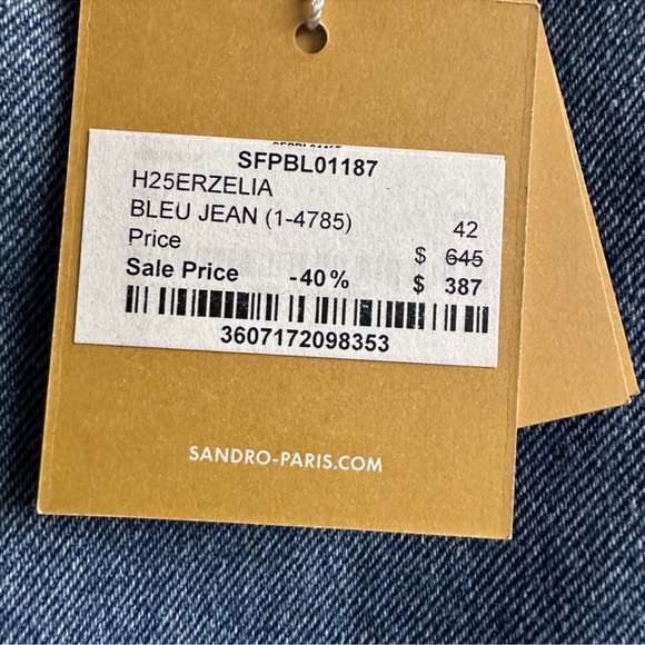 Sandro Erzelia Denim Rhinestone Jacket - Picture 6 of 6